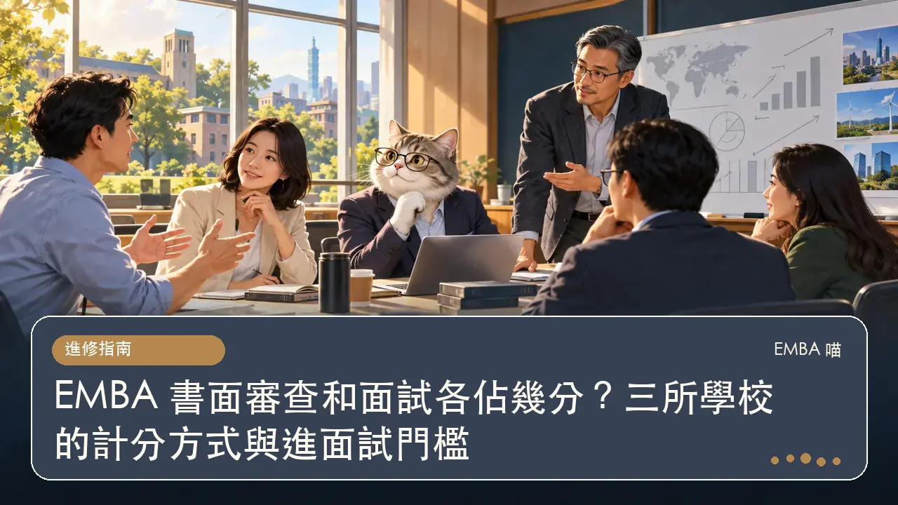 EMBA 書面審查和面試各佔幾分?三所學校的計分方式與進面試門檻主題插畫