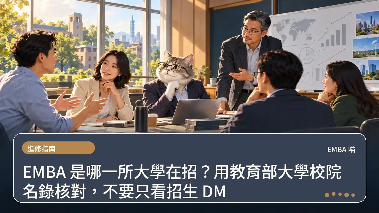 EMBA 是哪一所大學在招?用教育部大學校院名錄核對,不要只看招生 DM主題插畫